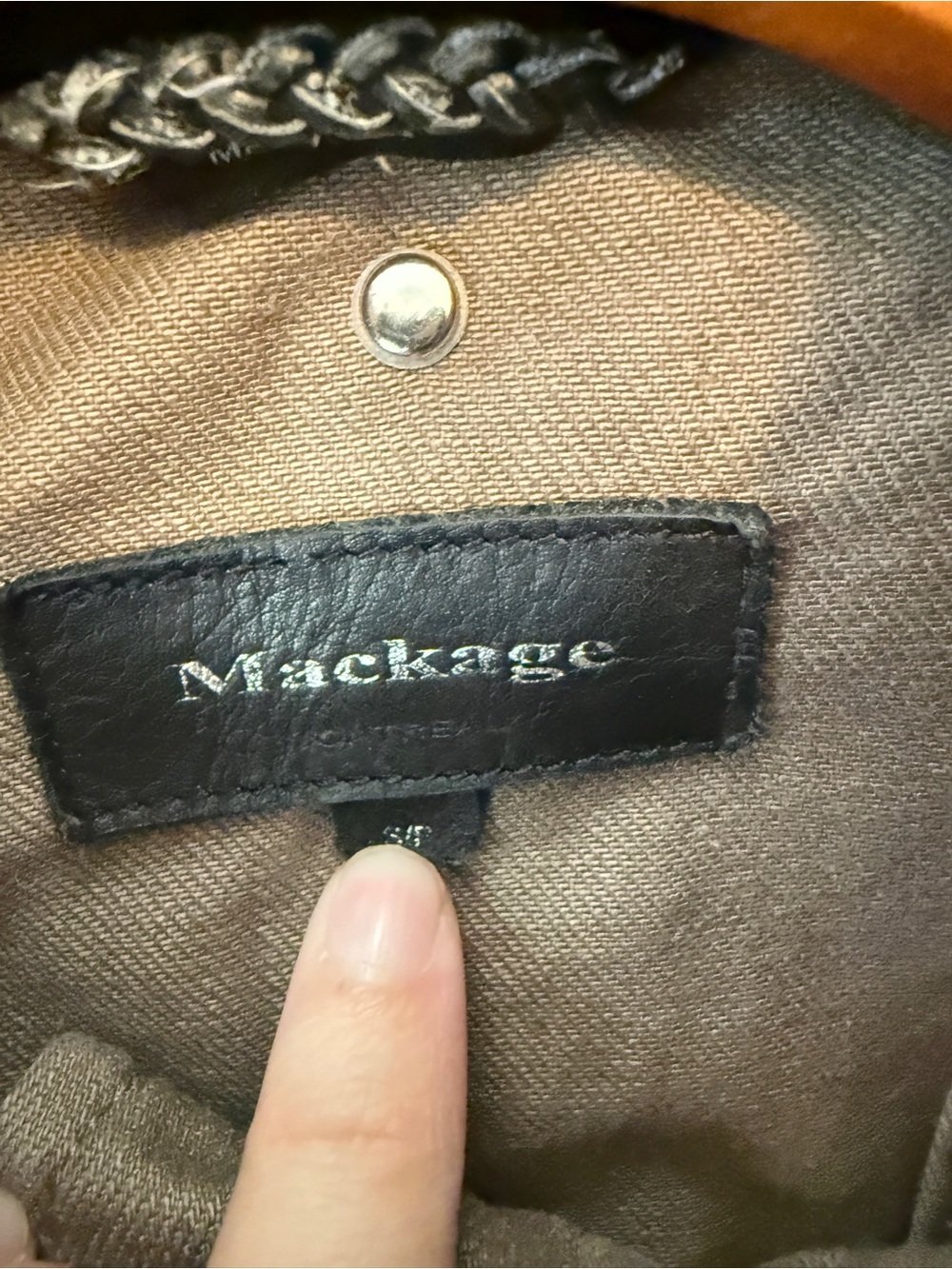 Mackage Green Black Moto Jacket Lamb Leather Sleeves Fitted S - Picture 4 of 8
